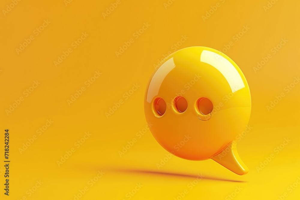 Poster A yellow speech bubble on a yellow background. Can be used for communication or conveying a message