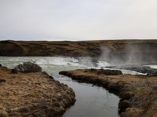 Urriĭafoss is a waterfall in Iceland located in the south of the country, on the course of the &THORN;j&oacute;rs&aacute;.