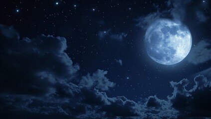 Fototapeta na wymiar Night Sky with Moon in the Style of Romantic Glow