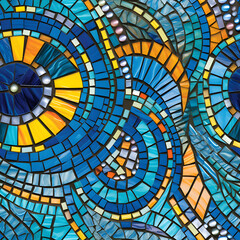 mosaic stained glass tile pattern, abstract geometric tile pattern, floor or window tile pattern