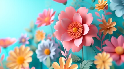 Colorful Paper Flowers for Holiday Greetings or Easter Wallpaper AI Generated