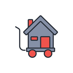 moving home icon. vector.Editable stroke.linear style sign for use web design,logo.Symbol illustration.