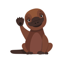 Obraz premium Cute Australian platypus sitting and waving its paw