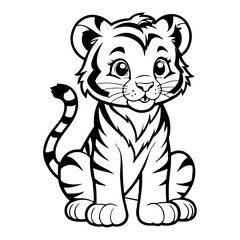 Cute Tiger Drawing for Coloring