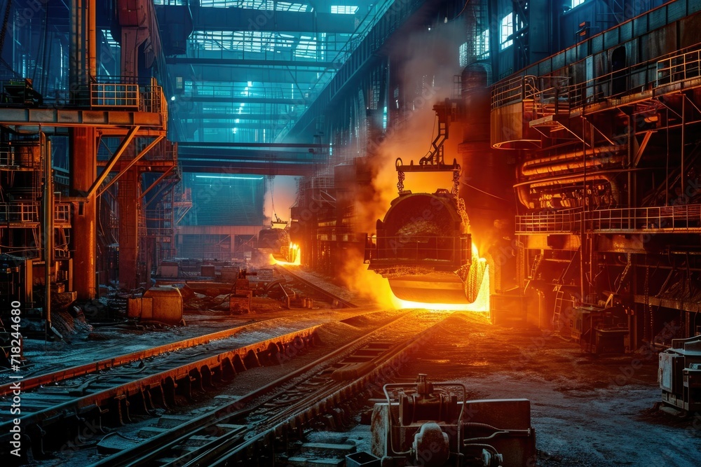 Aufkleber A factory with a train coming out of it. Perfect for illustrating industrial processes or transportation concepts