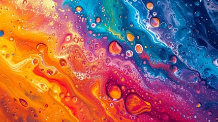 Multicolored Abstract Background with Bubbles and Drops of Paint AI Generated