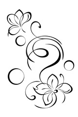 floral design 71. floral design with stylized flowers on stems with curls. graphic decor