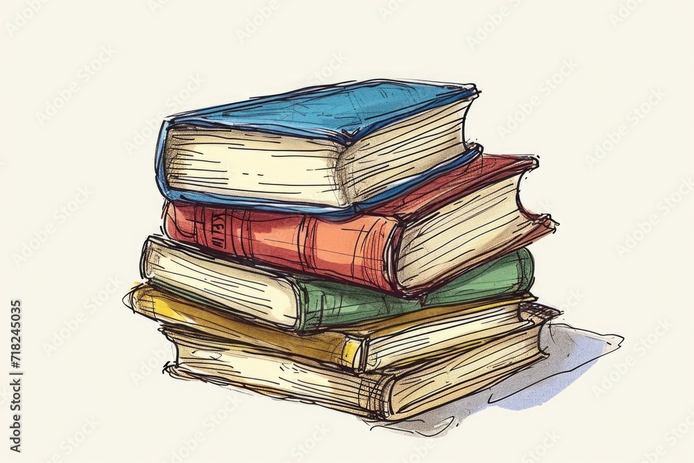 Poster a stack of books neatly placed on top of each other. perfect for educational or library-themed proje