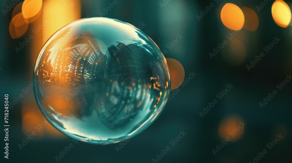 Aufkleber a close up shot of a glass ball with beautiful lights in the background. perfect for adding a touch 