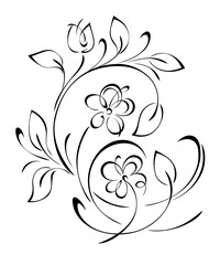 floral design 75. floral design with stylized flowers on stems with leaves and curls. graphic decor