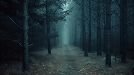 Fototapeta premium 霧の森の小道