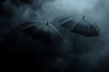 Umbrellas floating. Floating Umbrellas in Misty Atmosphere