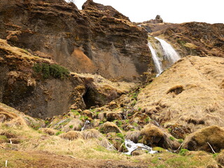 View on a waterfall located at Hamragarðar in South Iceland
