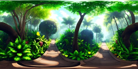 equirectangular wild jungle 360 degree HDRI map