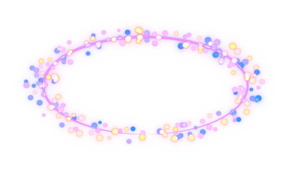 Glittering circles' particle wreath. 3d rendering.