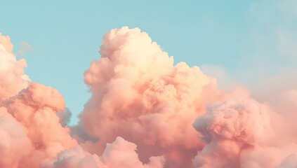 Pink and Gold Clouds Over a Blue Background in