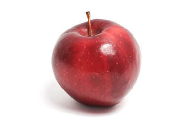 Fresh organic red apple delicious fruit side view isolated on white background clipping path