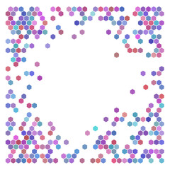 Colorful hexagons, halftone random background.