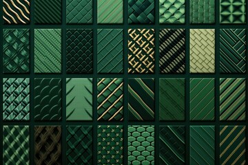 green different pattern illustrations of individual different woven fabric patterns