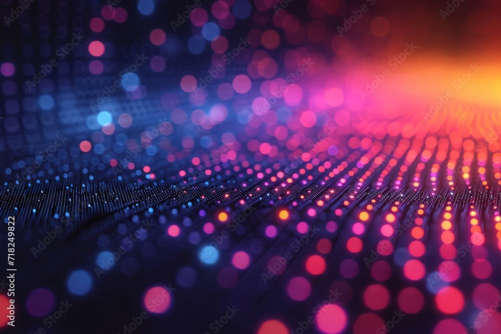 Poster Monochromatic Symphony of Light and Data: Abstract Waves Formed by Dynamic Particles in a Seamless Digital Pattern, Generative AI