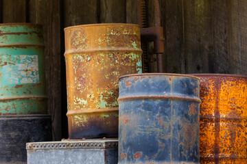 rusty metal barrel