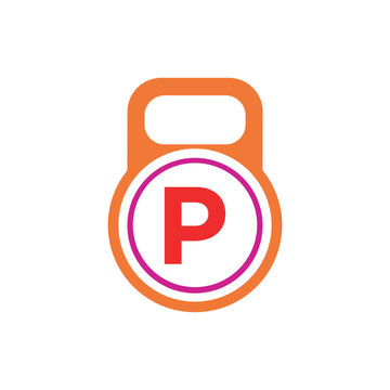 Kettlebel Logo combine with letter P vector template