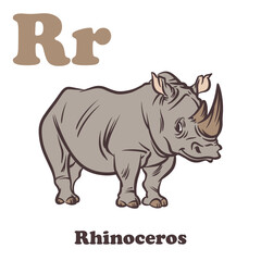 Rhinoceros Alphabet Cartoon Character For Kids
