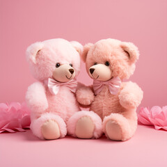 two teddy bears on a pink background, Valentine's Day concert