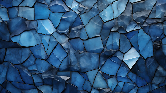 Morceaux de c&eacute;ramiques, carrelage, pierre de fa&iuml;ences de couleur bleu. Texture, mati&egrave;re, roche. Gros plan. Pour conception et cr&eacute;ation graphique