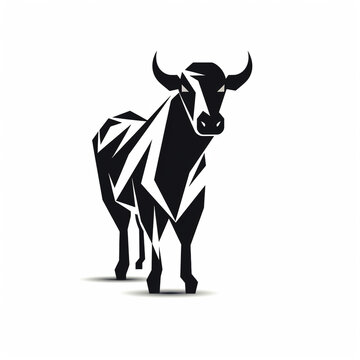 STYLIZED COW, full body, black an white, logo, icon, minimalist сreated with Generative Ai
