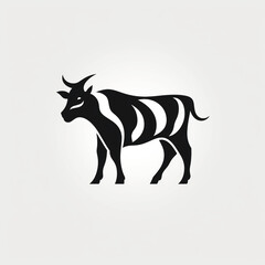 Fototapeta premium STYLIZED COW, full body, black an white, logo, icon, minimalist сreated with Generative Ai