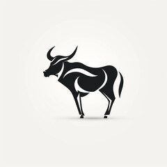 Obraz premium STYLIZED COW, full body, black an white, logo, icon, minimalist сreated with Generative Ai
