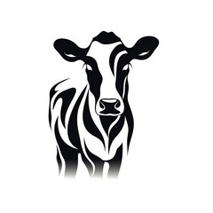 STYLIZED COW, full body, black an white, logo, icon, minimalist сreated with Generative Ai