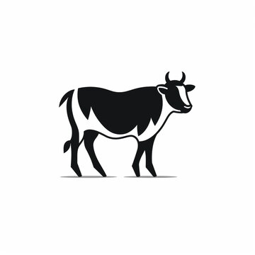 STYLIZED COW, full body, black an white, logo, icon, minimalist сreated with Generative Ai