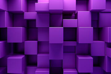 Purple cubes background, 3d render illustration, square shape.