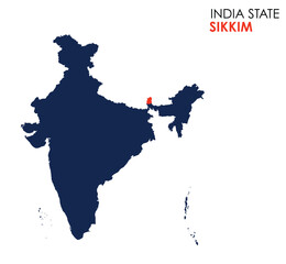 Sikkim map of Indian state. Sikkim map vector illustration. Sikkim vector map on white background.
