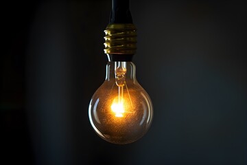 Illuminated Light Bulb Suspended in Darkness: Energy and Environment