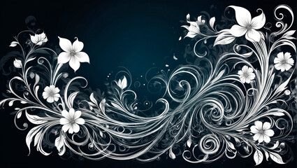 black and white abstract floral background