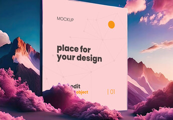 Cloudy Fantasy Dreamy Frame Poster Mockup 01