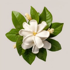 Fototapeta premium A single piece of jasmine top view isolated on white background