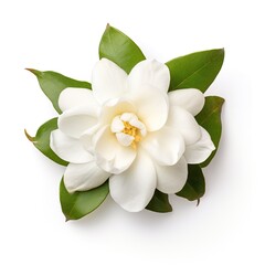 A single piece of jasmine top view isolated on white background
