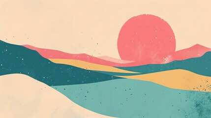 Vintage vibes with a retro background, showcasing minimalistic design and flat colors.
