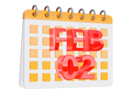 February 2. calendar design isolated on white background