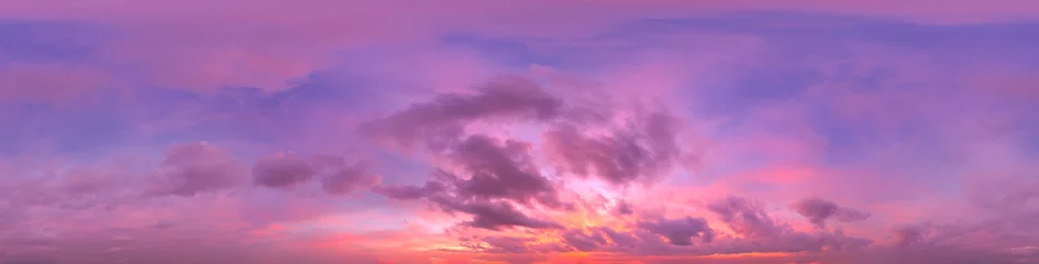 Tuinposter 360 VR 2:1 equirectangular dramatic sunset sky background overlay. Ideal for 360 VR sky replacement. High quality 300 dpi, adobe rgb color profile © Sphericalvision360