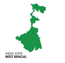 West Bengal map of Indian state. Kolkata map vector illustration. Wet Bengal vector map on white background.