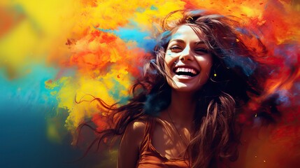 Obraz na płótnie Canvas Happy Holi Wallpaper of a Smiling Face