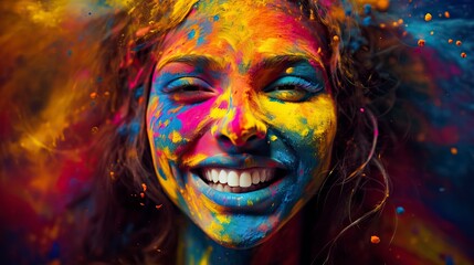 Happy Holi Wallpaper of a Smiling Face