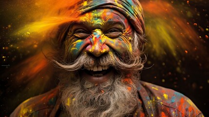 Happy Holi Wallpaper of a Smiling Face