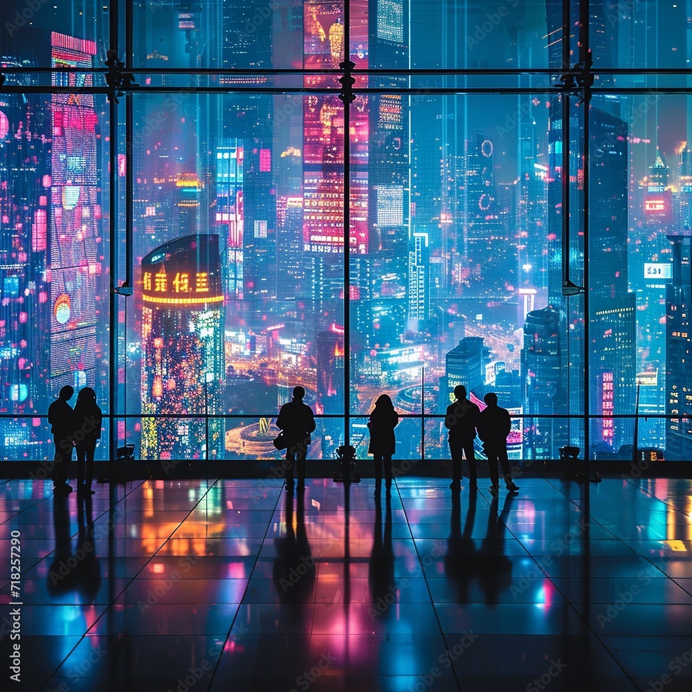 Poster immerse yourself in the dynamic energy of digital transformation with this expansive view of a moder