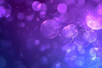 Floating Colorful Bubbles on Purple Background, Luminous Dreamlike Scene